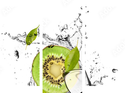 Kiwi with ice cubes, isolated on white background - Dreiteiliges Leinwandbild, Triptychon