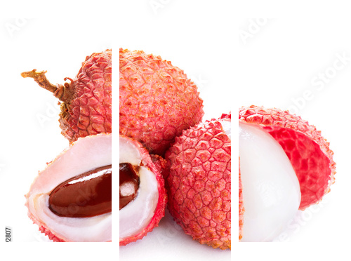 Lychee. Fresh lychees isolated on white - Dreiteiliges Leinwandbild, Triptychon