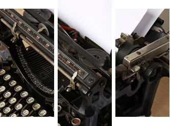 Typewriter with paper scattered - conceptual image - Dreiteiliges Leinwandbild, Triptychon