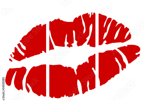 Lippen  - Dreiteiliges Leinwandbild, Triptychon