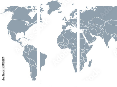 weltkarte, world map - Dreiteiliges Leinwandbild, Triptychon