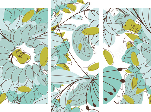 Seamless floral pattern - Dreiteiliges Leinwandbild, Triptychon