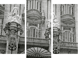antic blue car parked in front of an hotel - la havana - Cuba - Dreiteiliges Leinwandbild, Triptychon