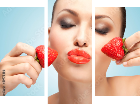 Double kiss. - Dreiteiliges Leinwandbild, Triptychon