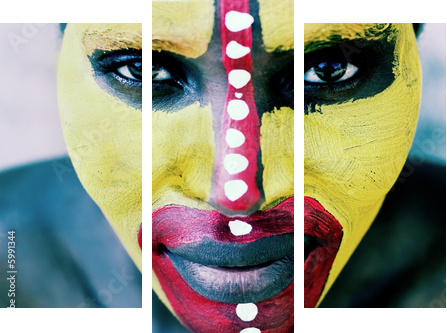Young African woman painted traditional, lomography  look - Dreiteiliges Leinwandbild, Triptychon