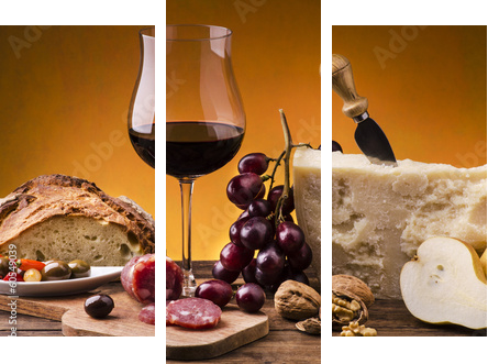 still life con alimenti gastronomici  - Dreiteiliges Leinwandbild, Triptychon