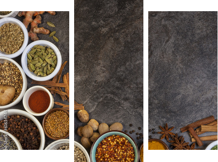 Spices used in Cooking  - Dreiteiliges Leinwandbild, Triptychon