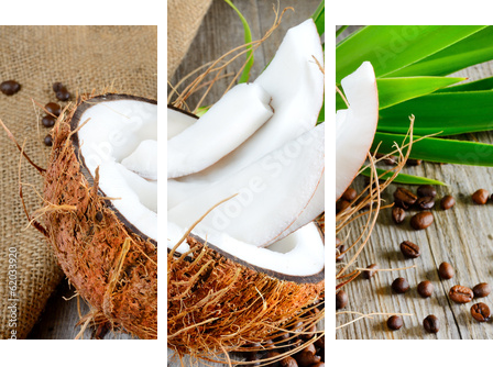 fresh coconut sliced - Dreiteiliges Leinwandbild, Triptychon