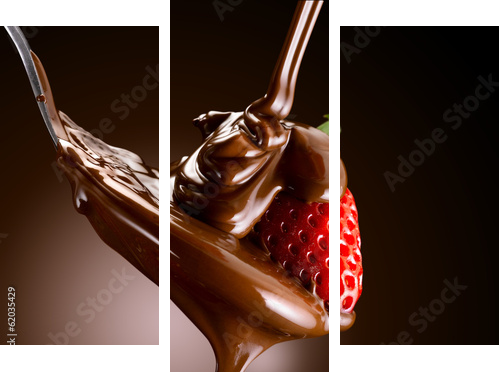 fragole e cioccolato - Dreiteiliges Leinwandbild, Triptychon