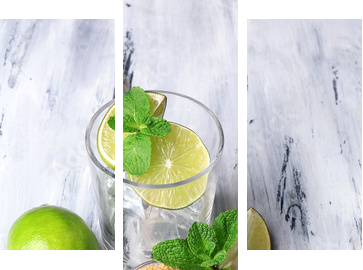 Ingredients for lemonade on wooden table - Dreiteiliges Leinwandbild, Triptychon