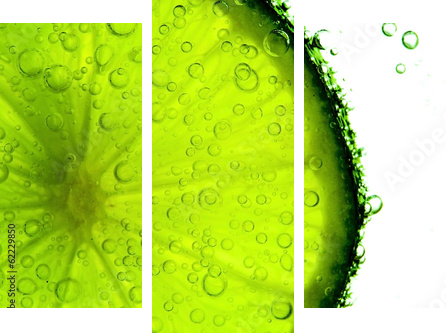 lime with bubbles isolated on white - Dreiteiliges Leinwandbild, Triptychon