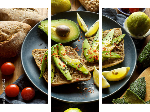 Avocado sandwich  - Dreiteiliges Leinwandbild, Triptychon