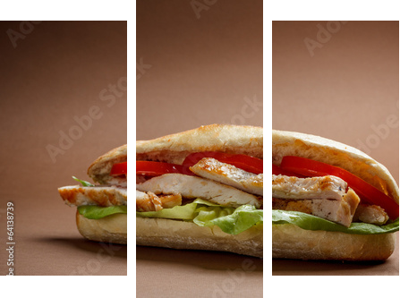 Grilled chicken sandwich  - Dreiteiliges Leinwandbild, Triptychon