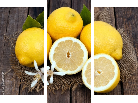 Frische Zitronen - Dreiteiliges Leinwandbild, Triptychon