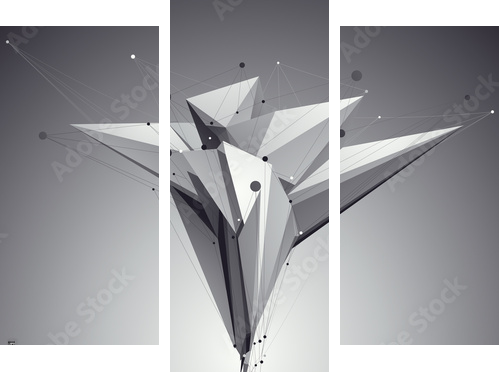 3D mesh modern style abstract background, origami futuristic tem  - Dreiteiliges Leinwandbild, Triptychon