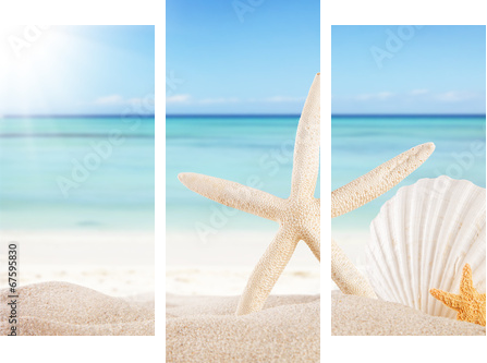 Summer beach background - Dreiteiliges Leinwandbild, Triptychon