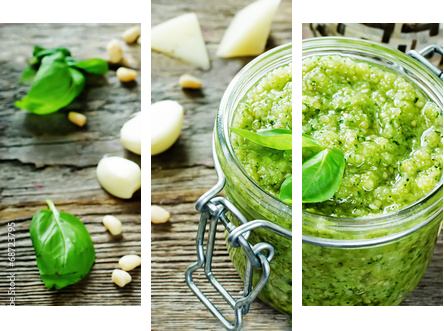fresh pesto sauce  - Dreiteiliges Leinwandbild, Triptychon