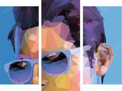 low poly man abstract fashion portrait  - Dreiteiliges Leinwandbild, Triptychon