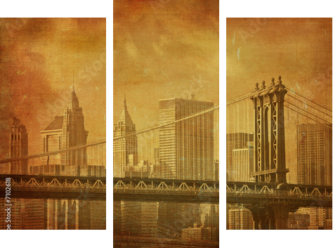 vintage grunge image of new york city - Dreiteiliges Leinwandbild, Triptychon