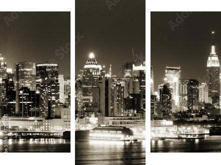 Manhattan West side at night - Dreiteiliges Leinwandbild, Triptychon
