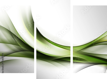 zielona abstrakcja na szarym tle  - Dreiteiliges Leinwandbild, Triptychon