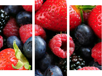 Assorted fresh berries - Dreiteiliges Leinwandbild, Triptychon