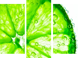lime with bubbles isolated on white - Dreiteiliges Leinwandbild, Triptychon