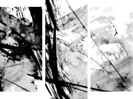 Abstract ink paint vector background - Dreiteiliges Leinwandbild, Triptychon