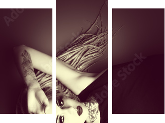gothic make-up  - Dreiteiliges Leinwandbild, Triptychon