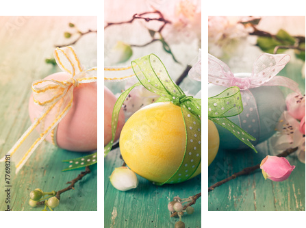 Easter eggs  - Dreiteiliges Leinwandbild, Triptychon
