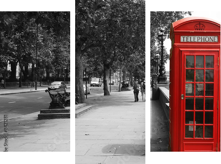 London Telephone Booth - Dreiteiliges Leinwandbild, Triptychon