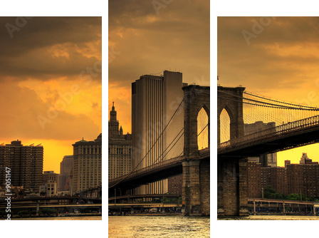 brooklyn bridge sunset - Dreiteiliges Leinwandbild, Triptychon