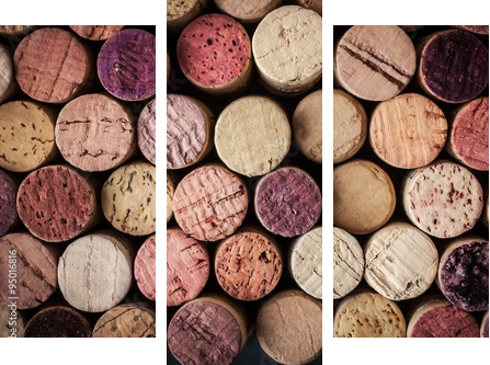 Wine corks background horizontal - Dreiteiliges Leinwandbild, Triptychon