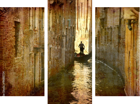 Postcard from Italy - Gondola - Venice - Dreiteiliges Leinwandbild, Triptychon