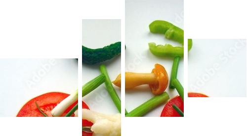 Bukiet warzyw na wesoło
 - Vierteiliges Leinwandbild, Viertychon
