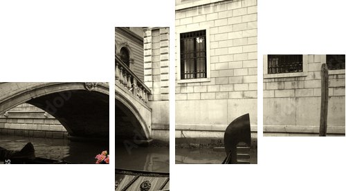 pink flowers and gondola - Vierteiliges Leinwandbild, Viertychon