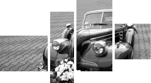 Wedding limousine - Vierteiliges Leinwandbild, Viertychon