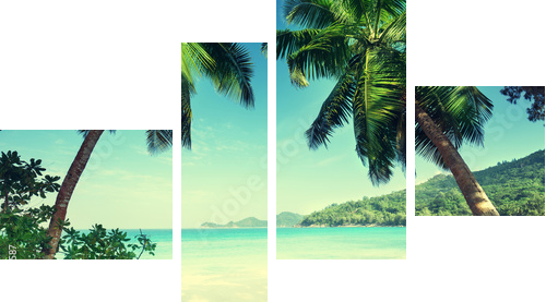 beach Takamaka, Mahe island, Seychelles - Vierteiliges Leinwandbild, Viertychon