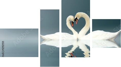 Love Swans - Vierteiliges Leinwandbild, Viertychon