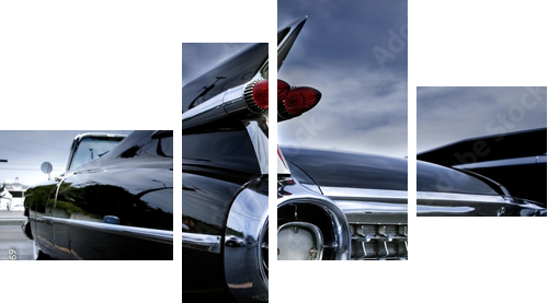 Tail Lamp Of A Classic Car - Vierteiliges Leinwandbild, Viertychon