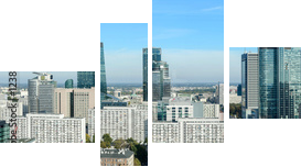 Warszawa, panorama miasta - Vierteiliges Leinwandbild, Viertychon