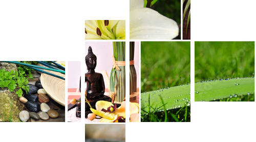 Wellness asiatisch Spa - Vierteiliges Leinwandbild, Viertychon