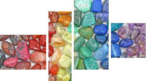 Crystal tumbled chakra stones - Vierteiliges Leinwandbild, Viertychon