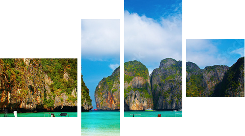 Tropical beach, Maya Bay, Thailand - Vierteiliges Leinwandbild, Viertychon