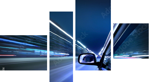 night car drive - Vierteiliges Leinwandbild, Viertychon