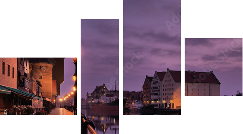 Riverside of GdaÅsk at dawn. - Vierteiliges Leinwandbild, Viertychon