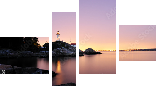Point Atkinson Lighthouse in West Vancouver, Long Exposure - Vierteiliges Leinwandbild, Viertychon