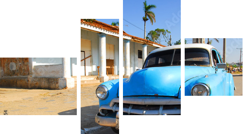 oldtimer car in cuba - Vierteiliges Leinwandbild, Viertychon