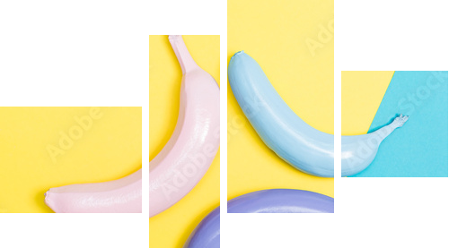 Painted bananas - Vierteiliges Leinwandbild, Viertychon