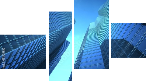 Skyscrappers in the sky. 3d Illustration - Vierteiliges Leinwandbild, Viertychon